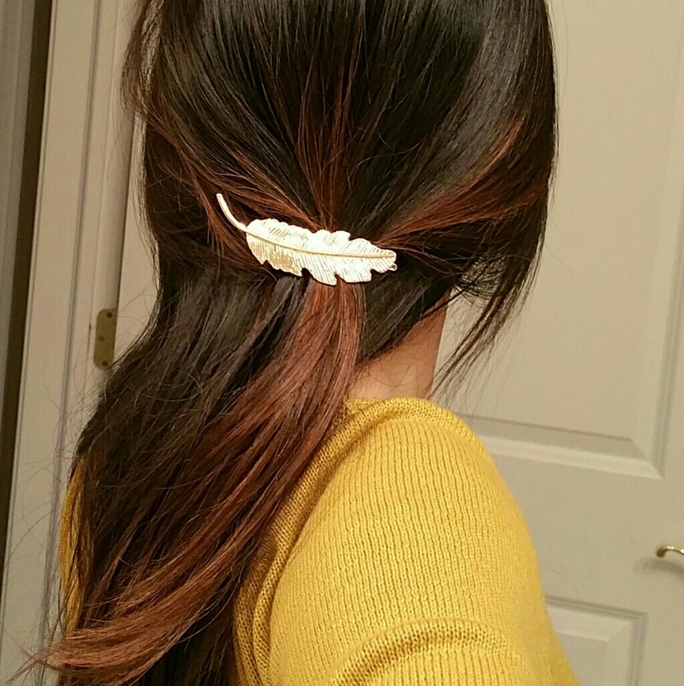 Gold Feather Grecian Goddess Brides Hair Clip